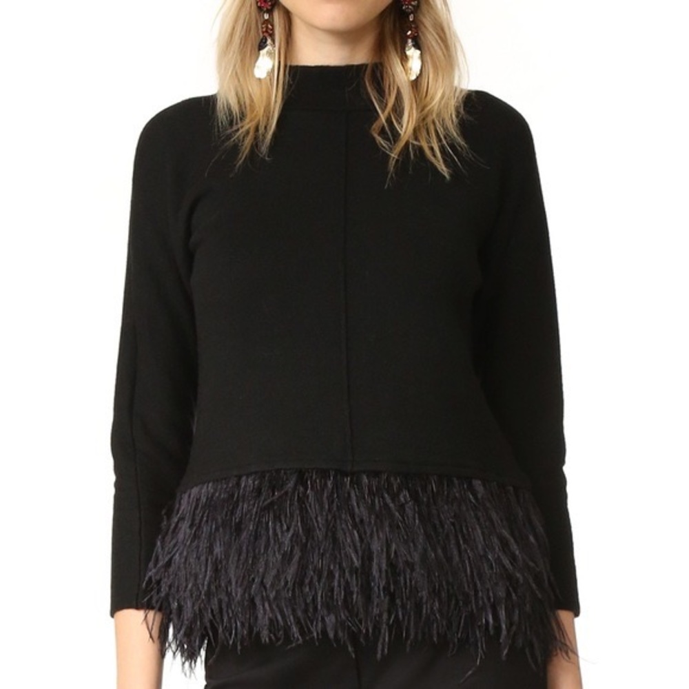 SAYLOR, Black Marcy Feather Sweater with Bell sleeves in M